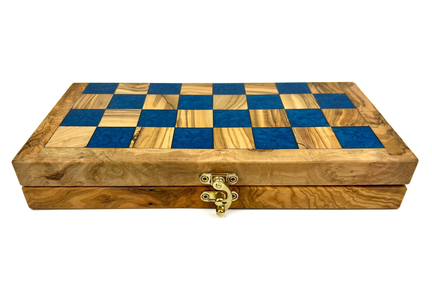 Olive Wood and Resin Folding Chess Set: Black