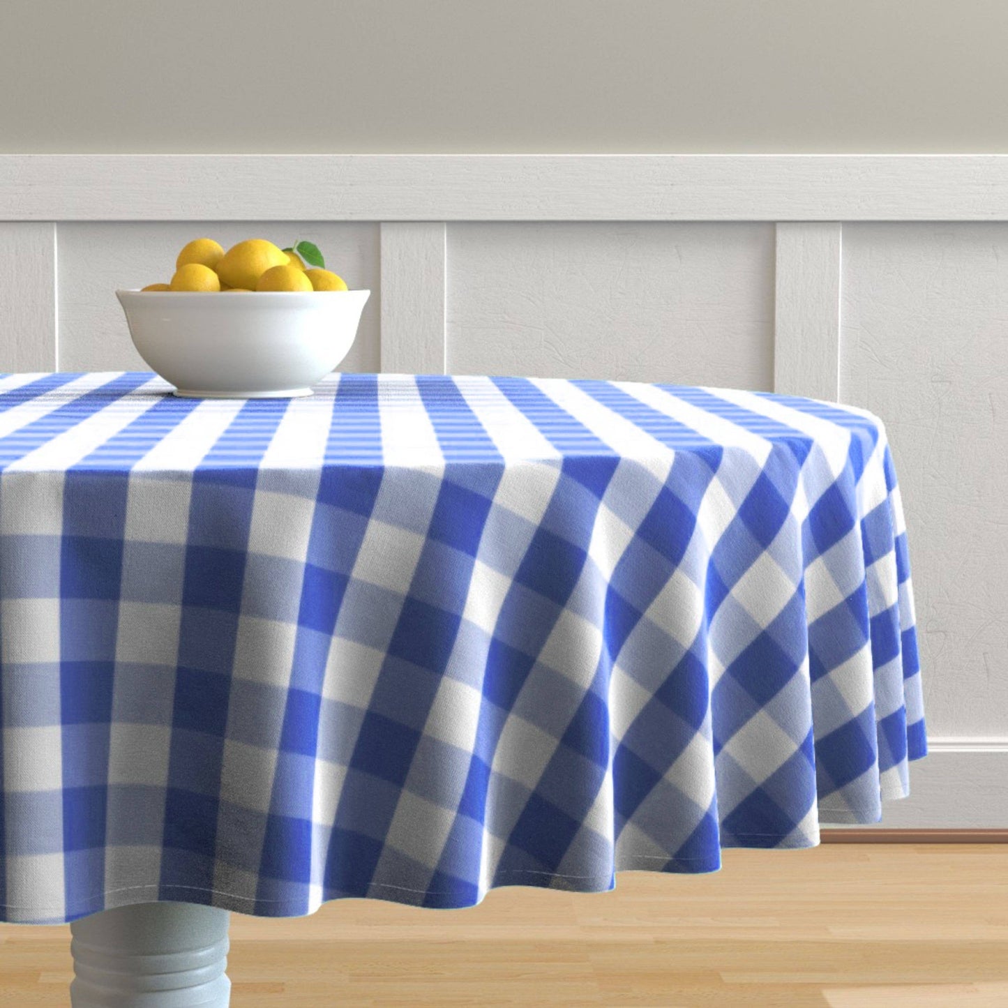 Fabstyles Country Check High-Quality Tablecloth: Blue / 55x55