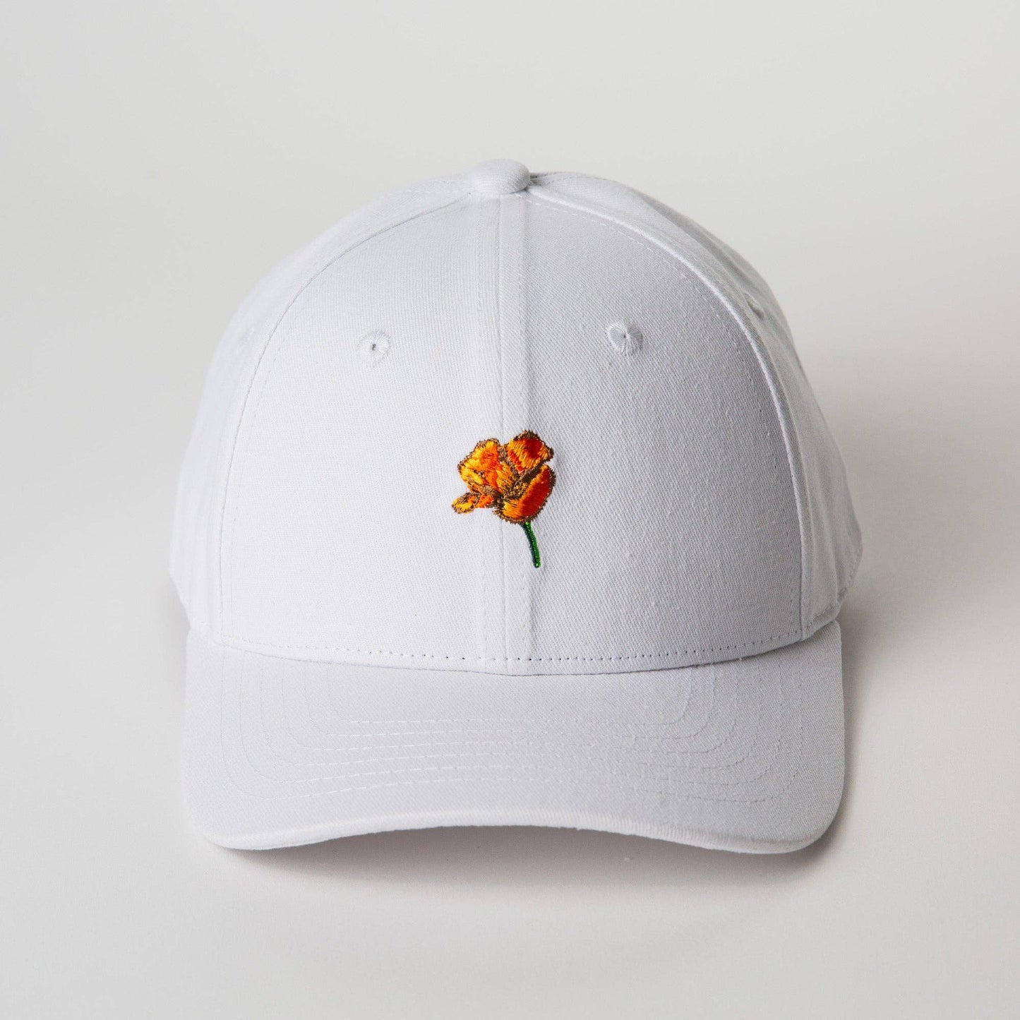 California Poppy Dad Hat: White