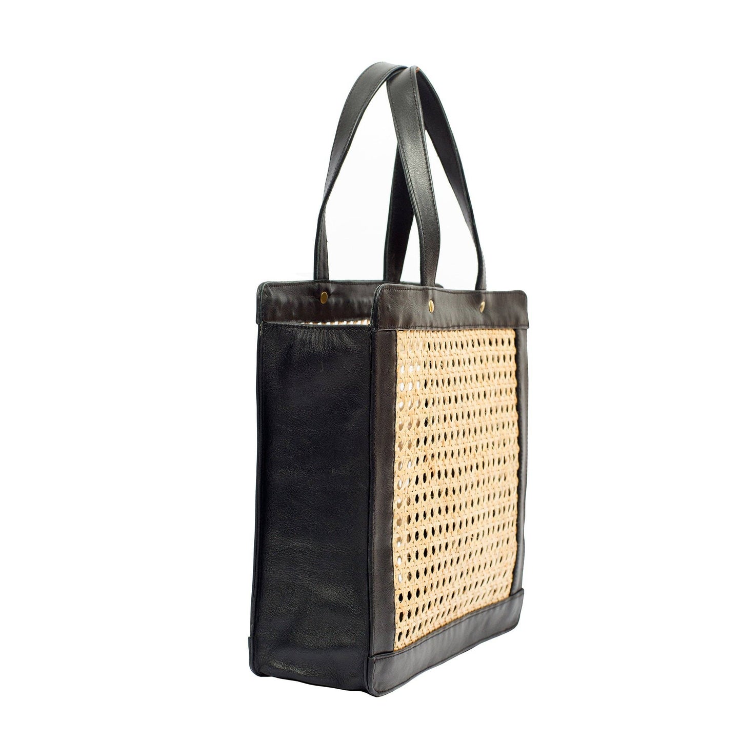 Rattan Leather Tote Bag