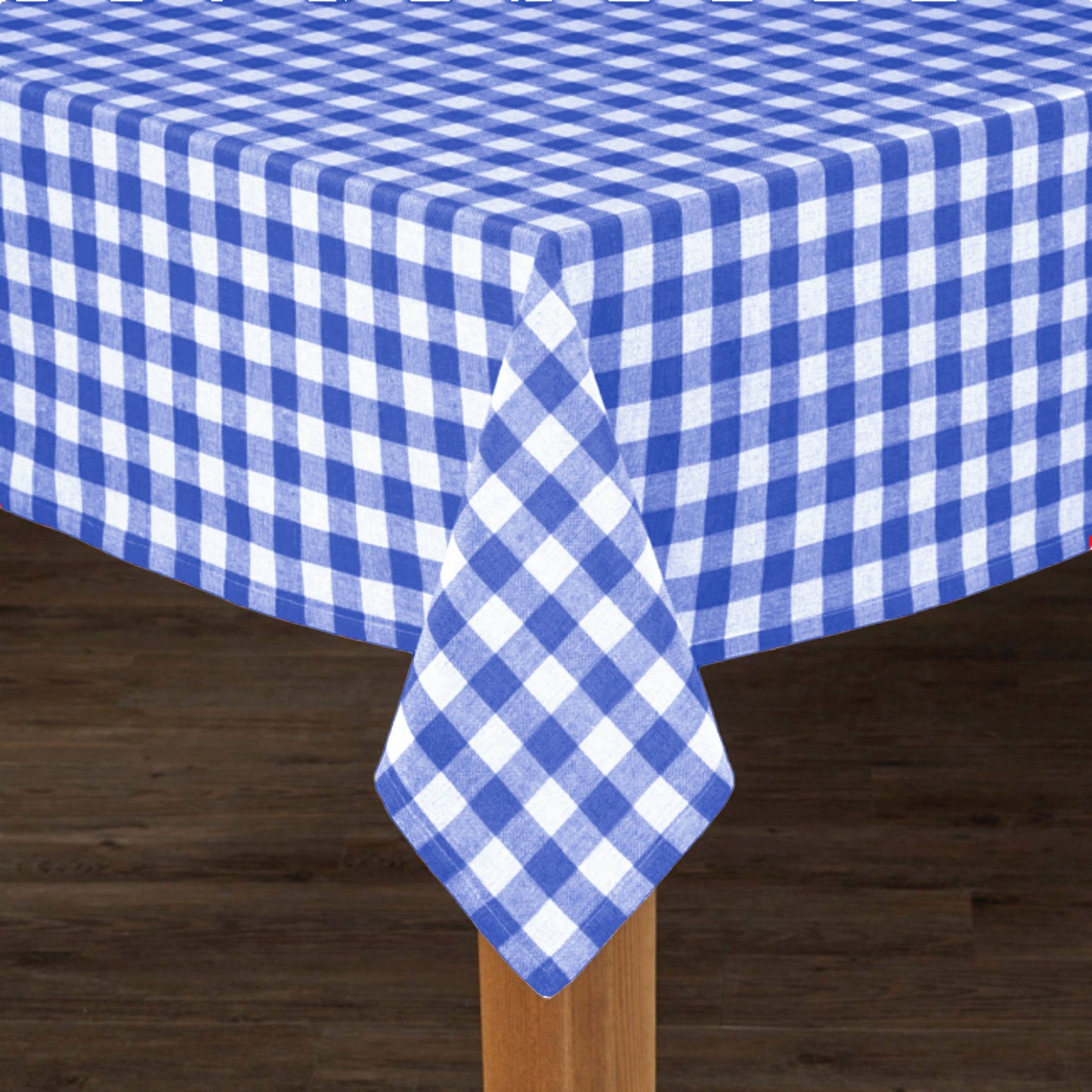 Fabstyles Country Check High-Quality Tablecloth: Blue / 55x55