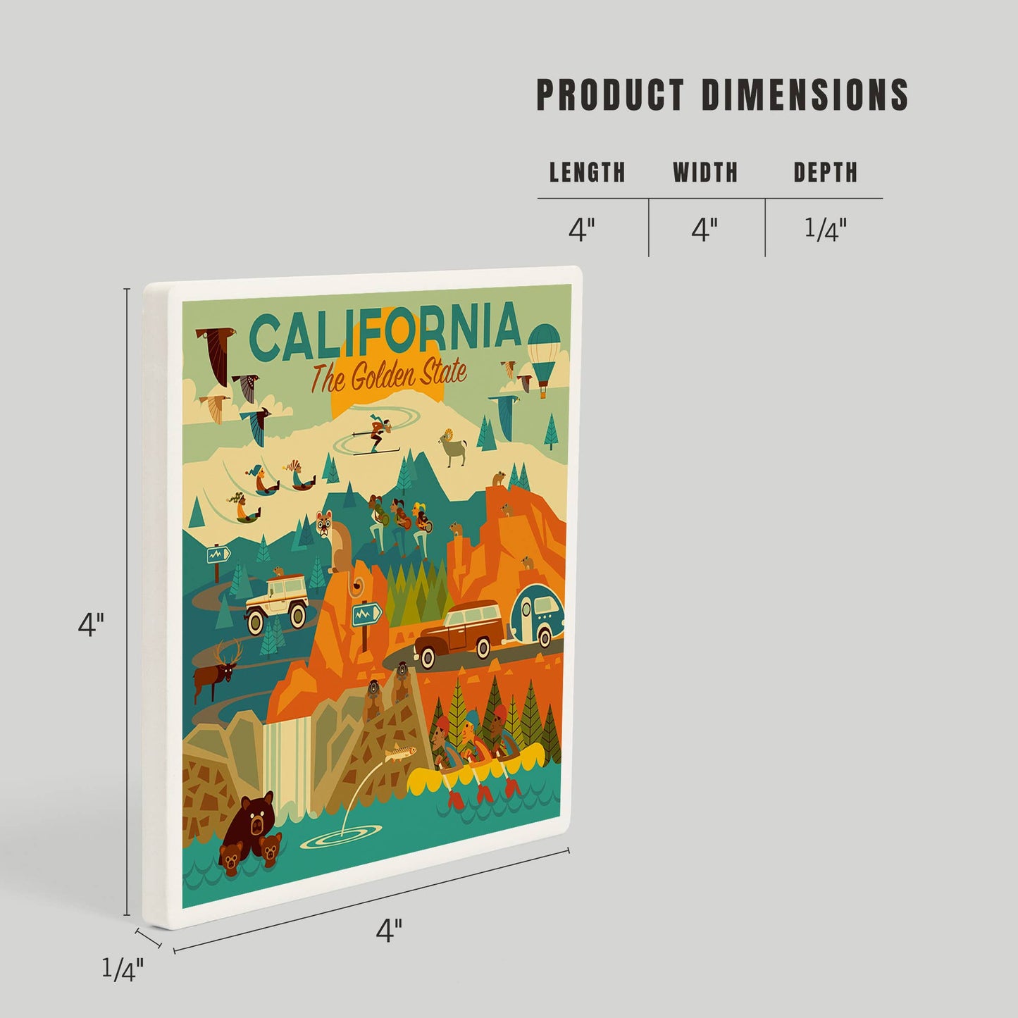 CERAMIC COASTER California The Golden State Geometric