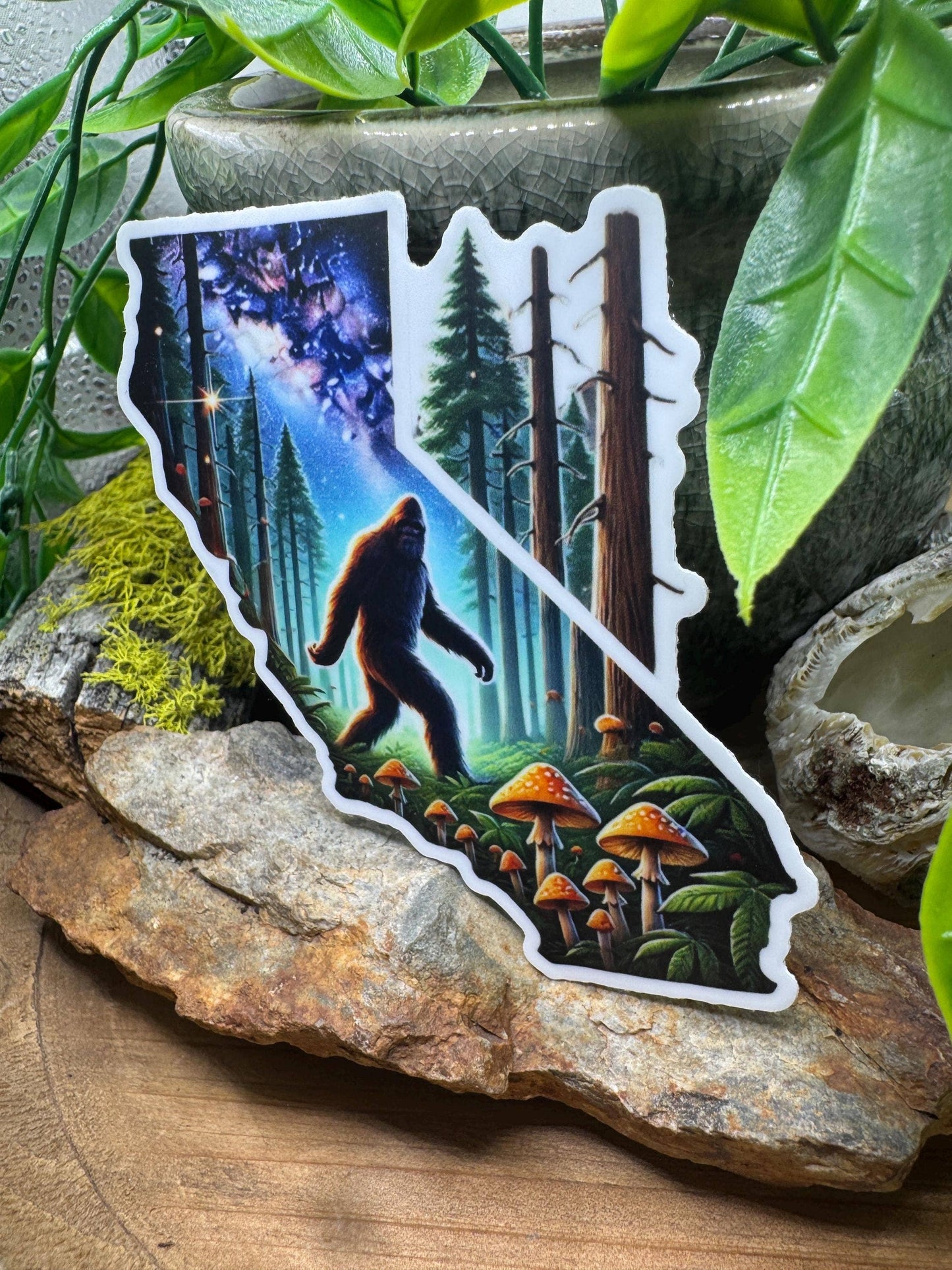 California Bigfoot Galaxy Forest Vinyl Waterproof Sticker