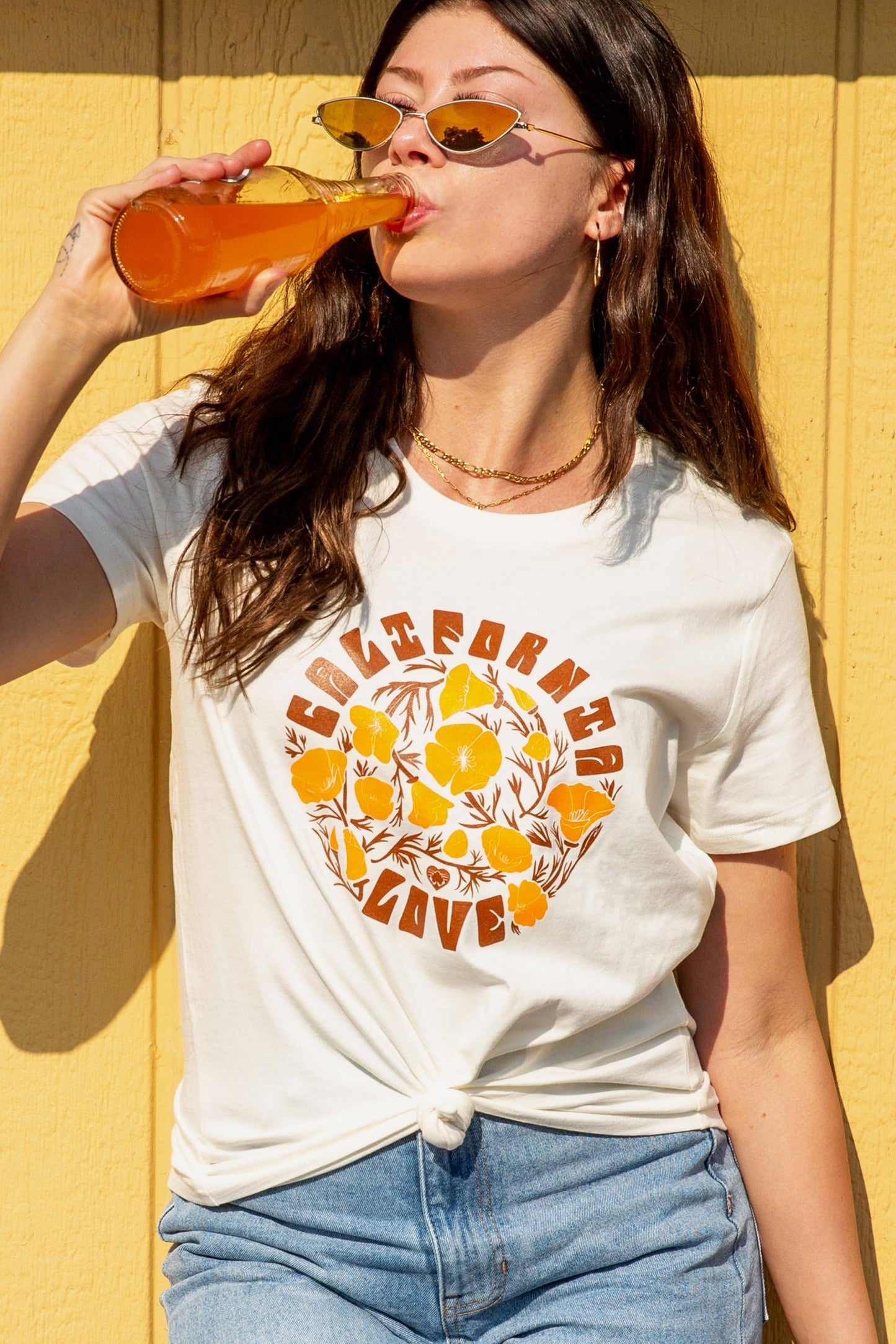 California Poppy Love Routine Tee: Natural / Large