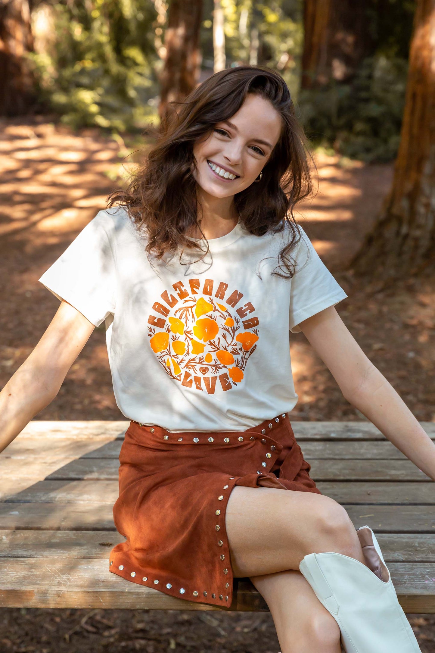 California Poppy Love Routine Tee: Natural / Large