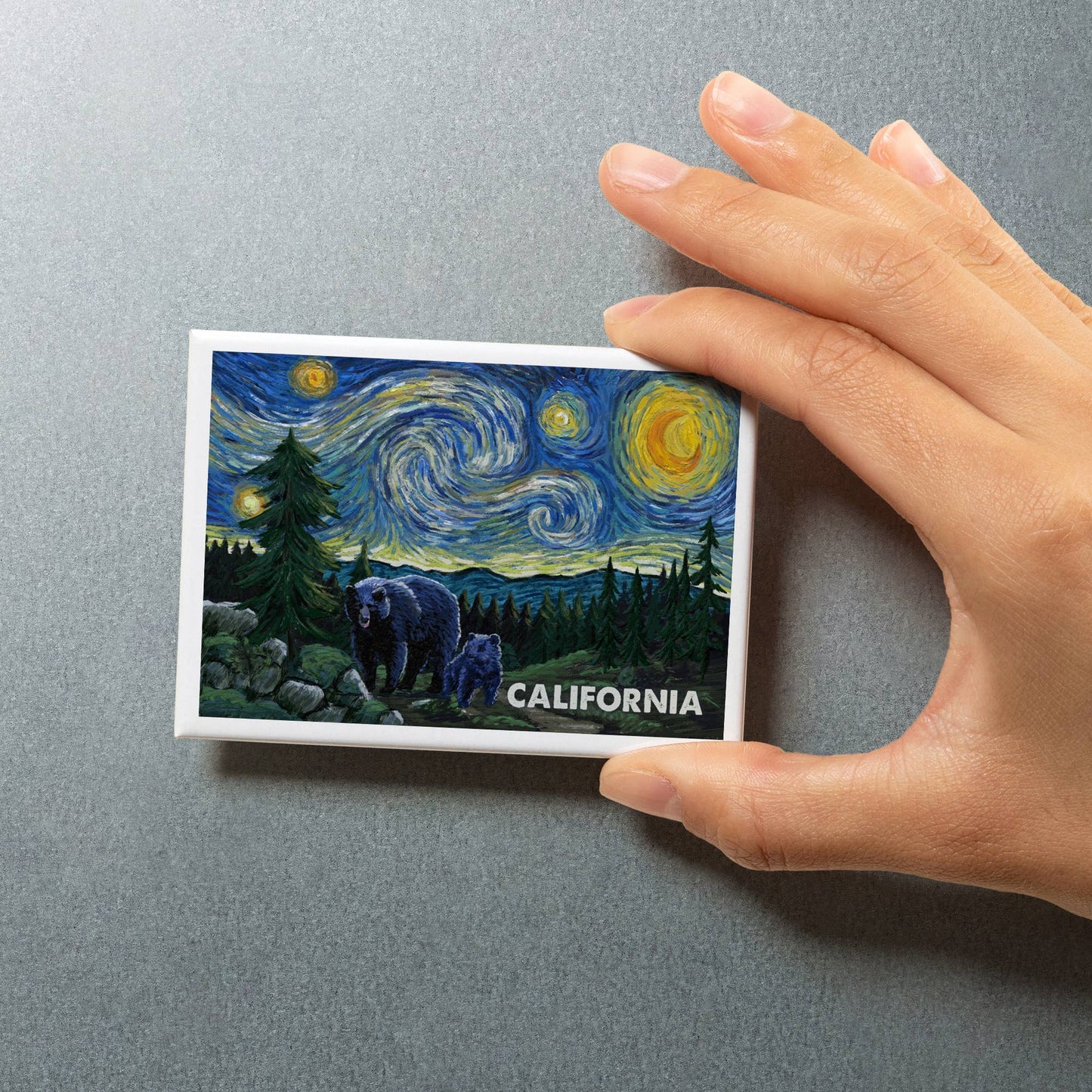 MAGNET California Starry Night Bear & Cub: Magnet