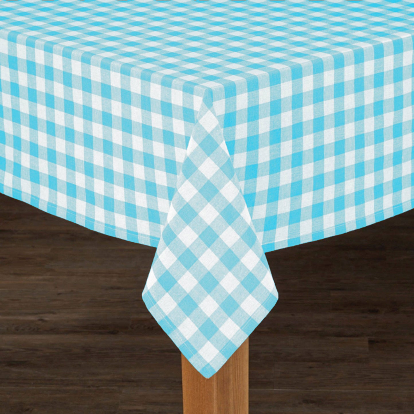 Fabstyles Country Check High-Quality Tablecloth: Blue / 55x55