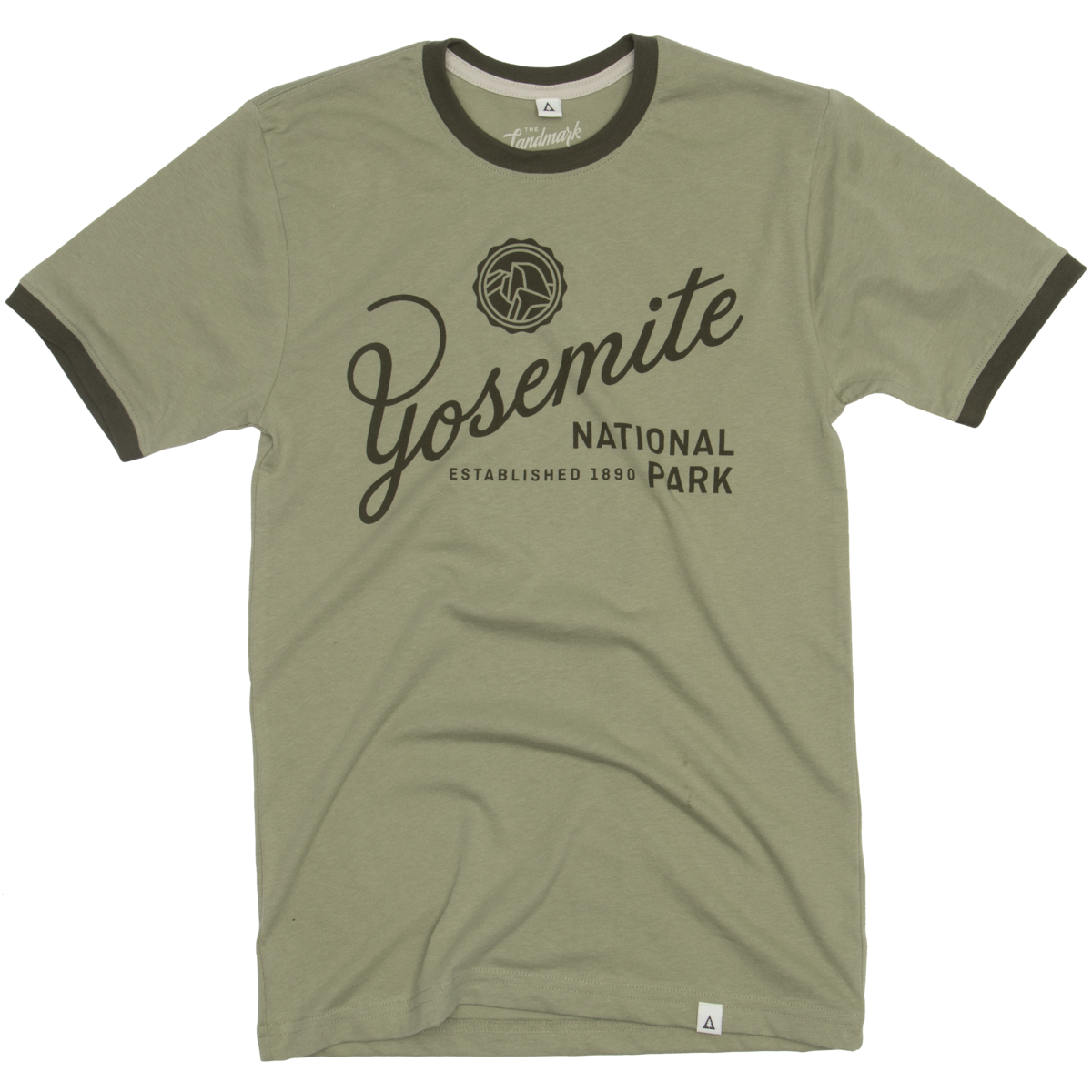 Yosemite Type Ringer Tee: Bay Leaf/Dark Moss / L