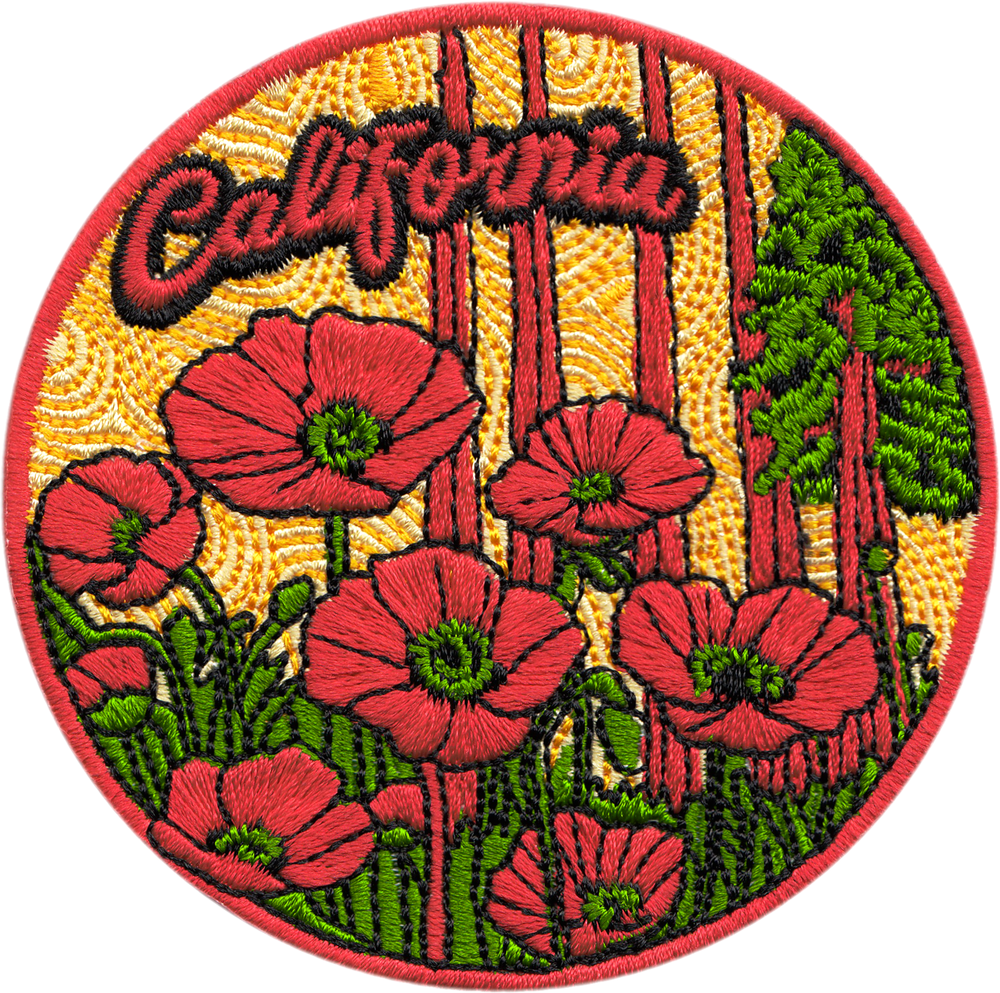 Patch - California - Red Poppies And Trees - Nature Travel