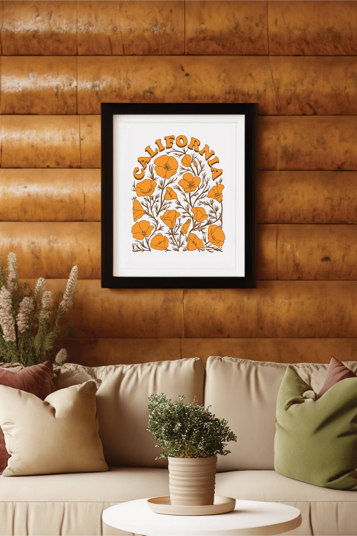 Vintage Style California Poppy Flower Poster Print: 11x14