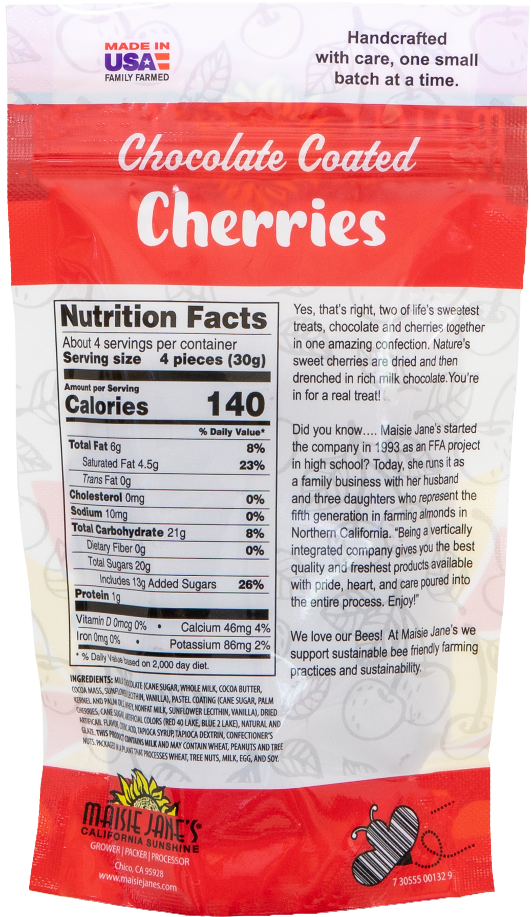 Chocolate Coated Cherries 4 oz. - Reclosable Pouch
