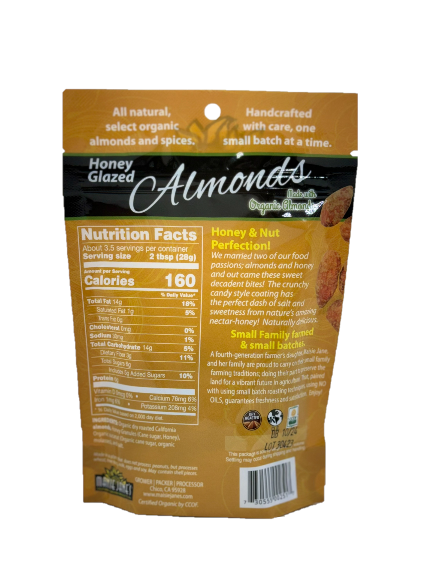 Honey Glazed Almonds made w/ Organic Almonds 3.5 oz