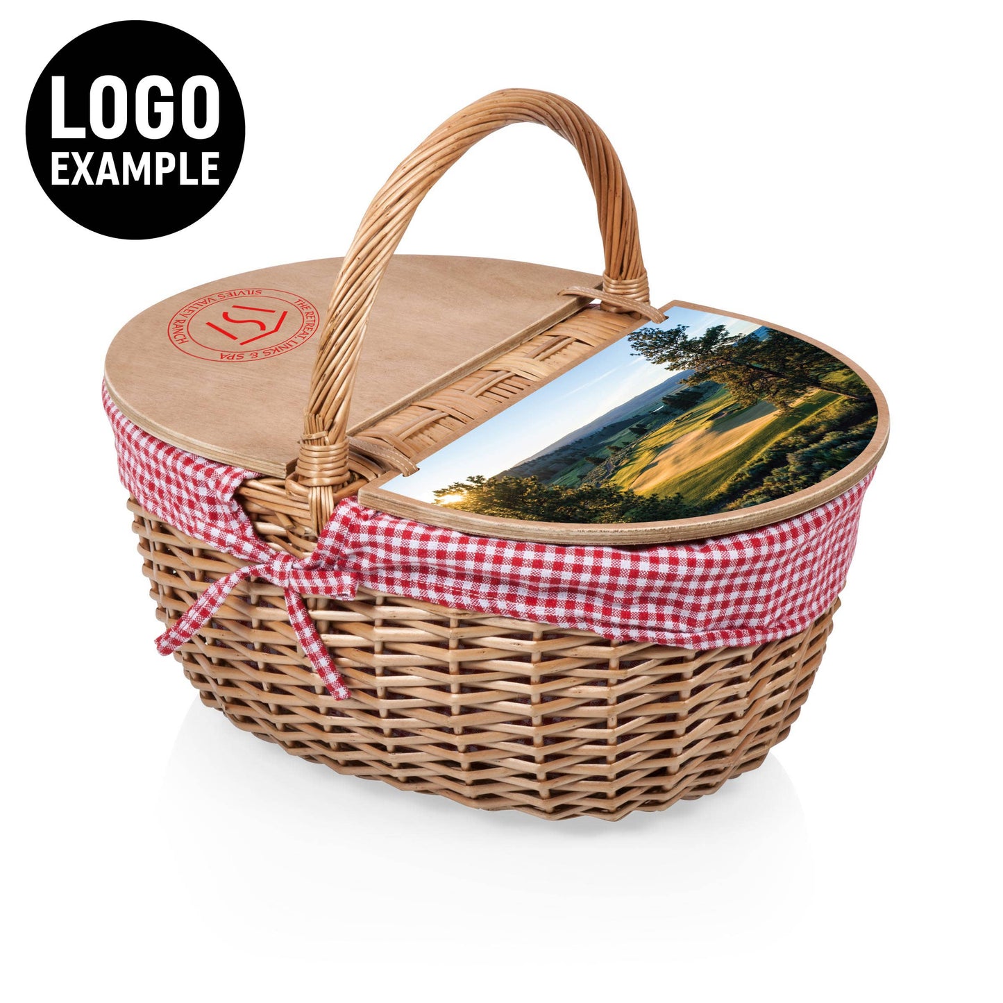Country Picnic Basket: Red & White Gingham Pattern