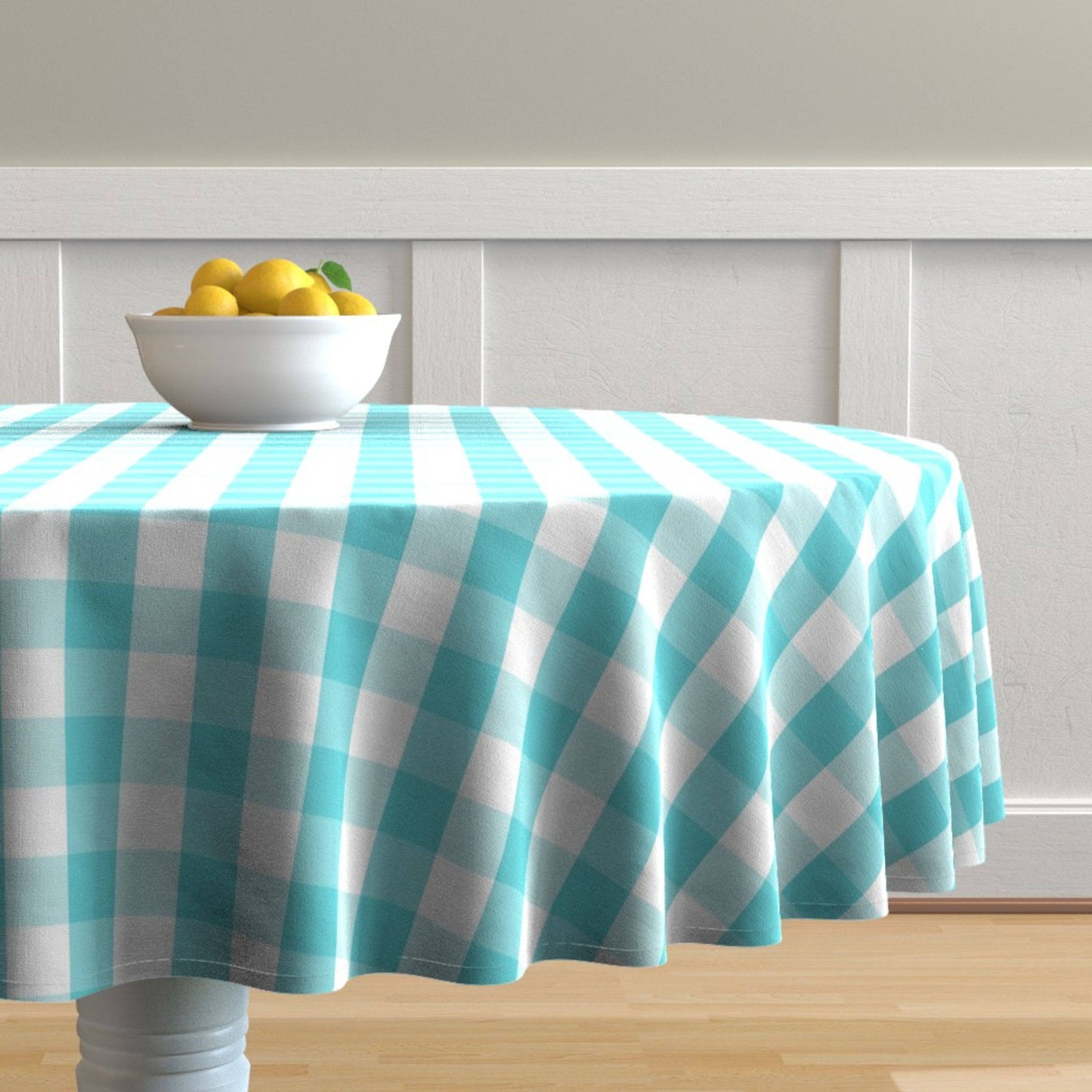 Fabstyles Country Check High-Quality Tablecloth: Blue / 55x55