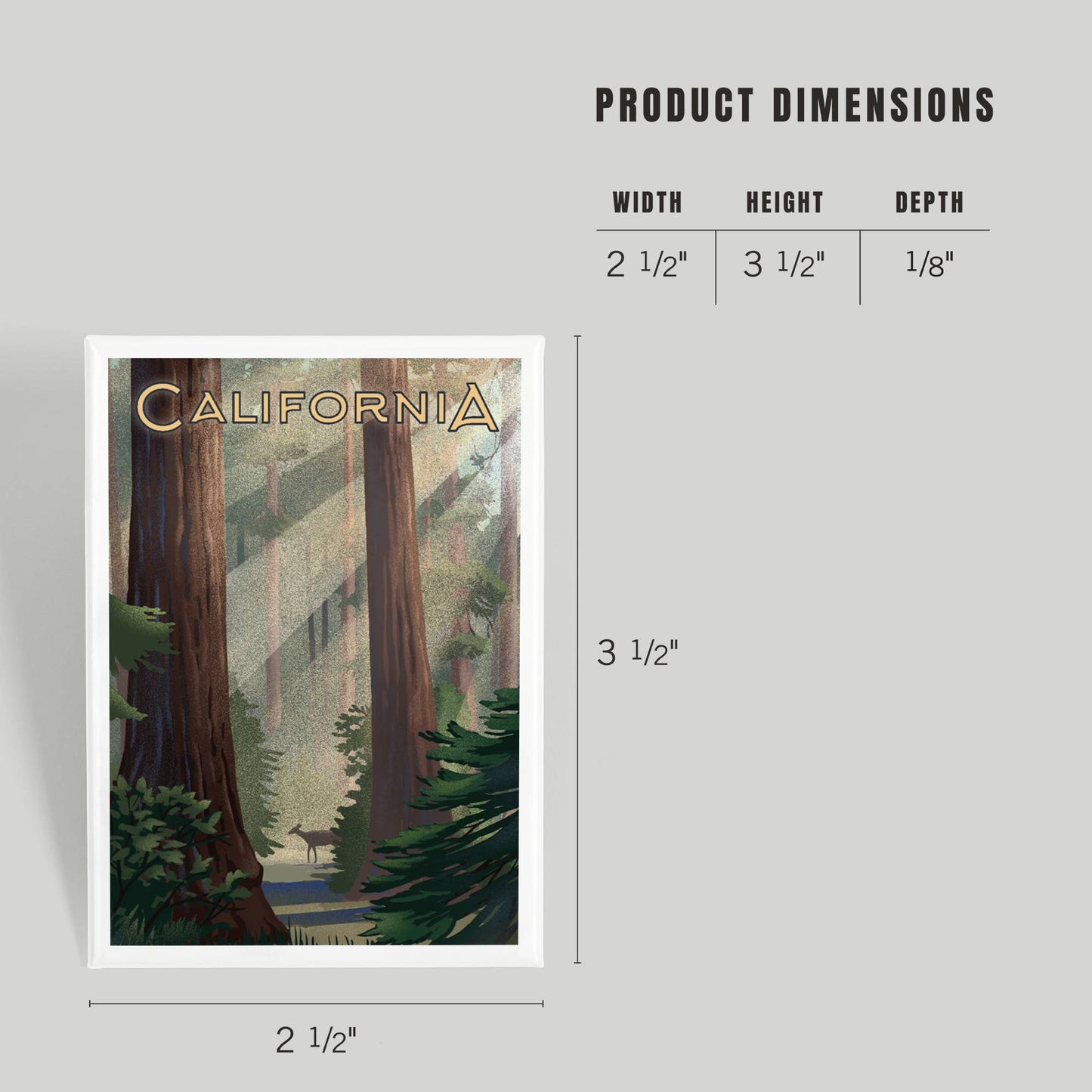 MAGNET California Lithograph Deer in Forest: Magnet