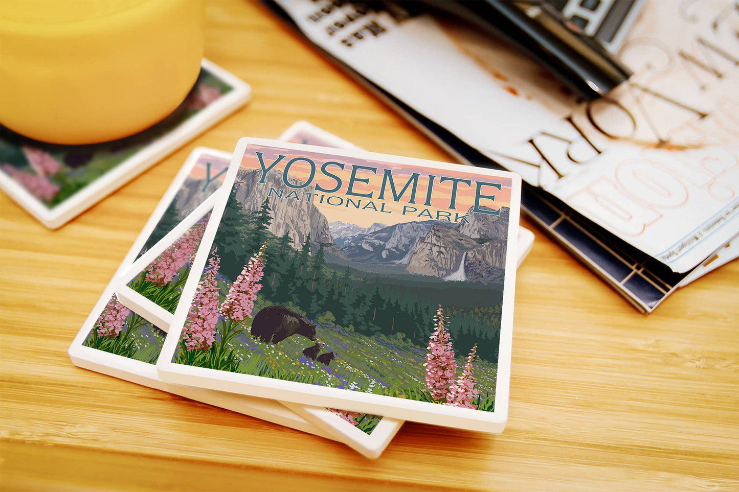 CERAMIC COASTER Yosemite National Park, California Bears 2