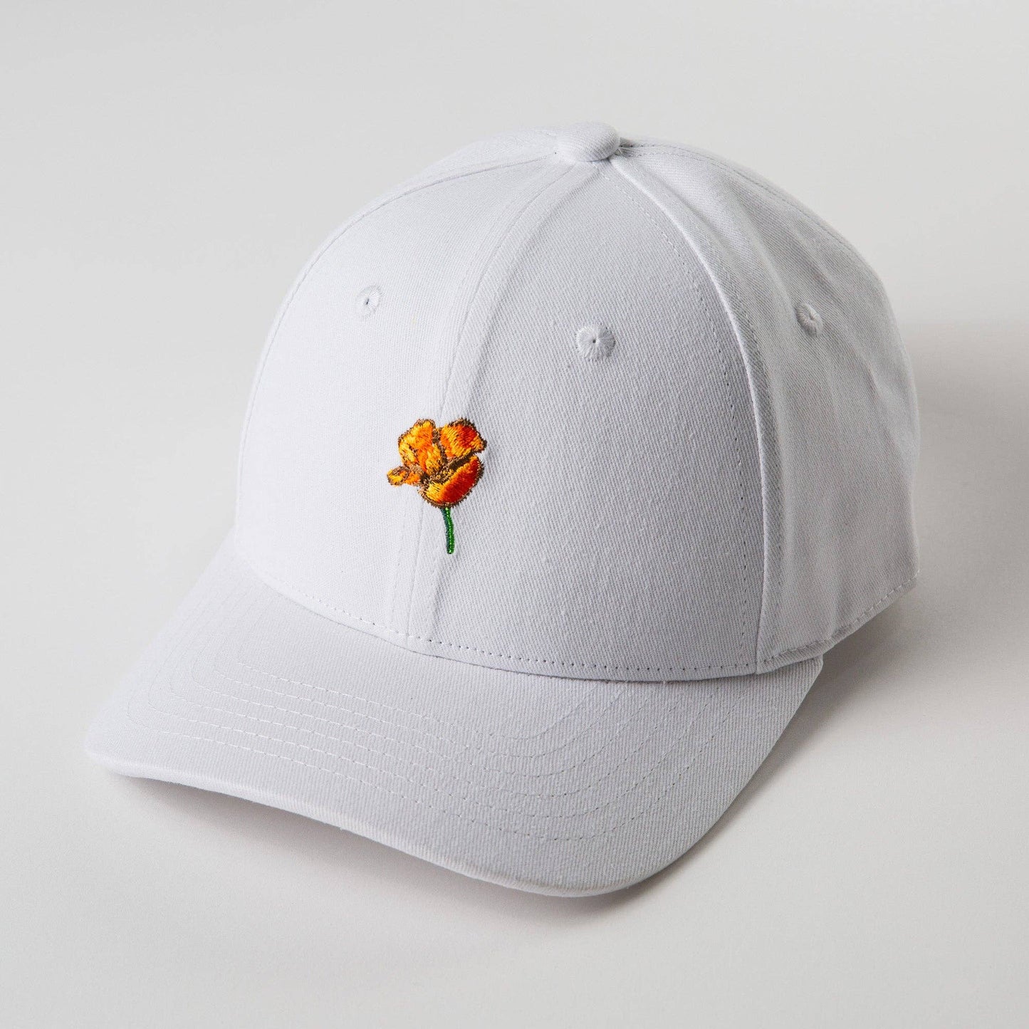 California Poppy Dad Hat: White