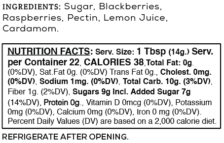 Blackberry Raspberry with Cardamom: 11.25 oz.Case of 12