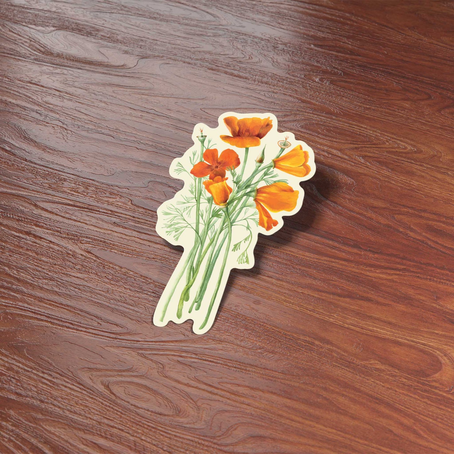 Mini California Poppy Sticker - Cute Nature Decal for Spring