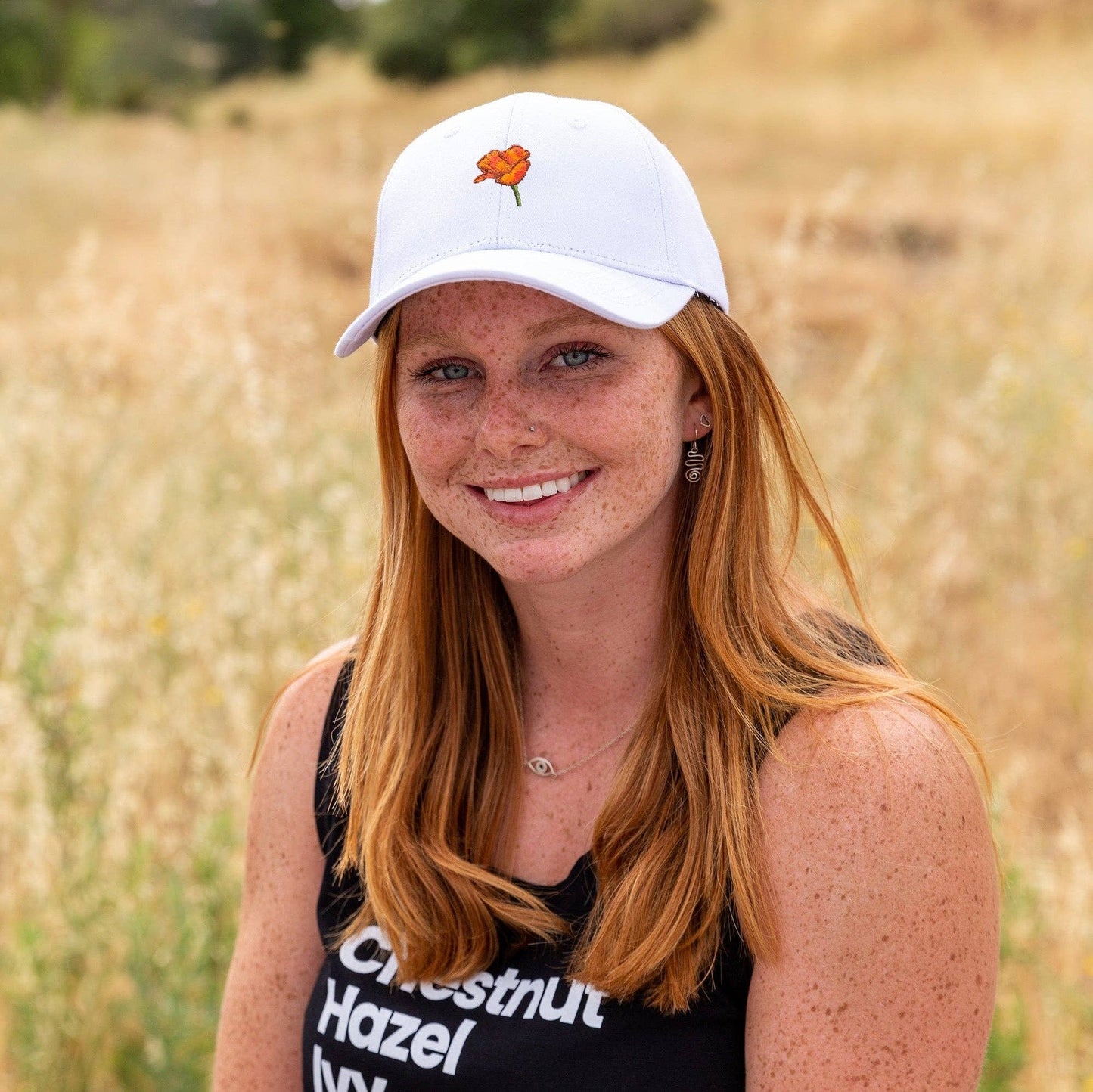 California Poppy Dad Hat: White