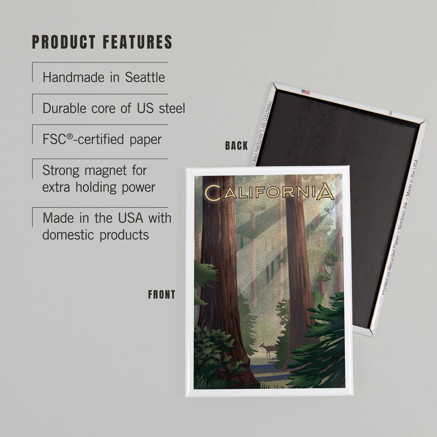 MAGNET California Lithograph Deer in Forest: Magnet