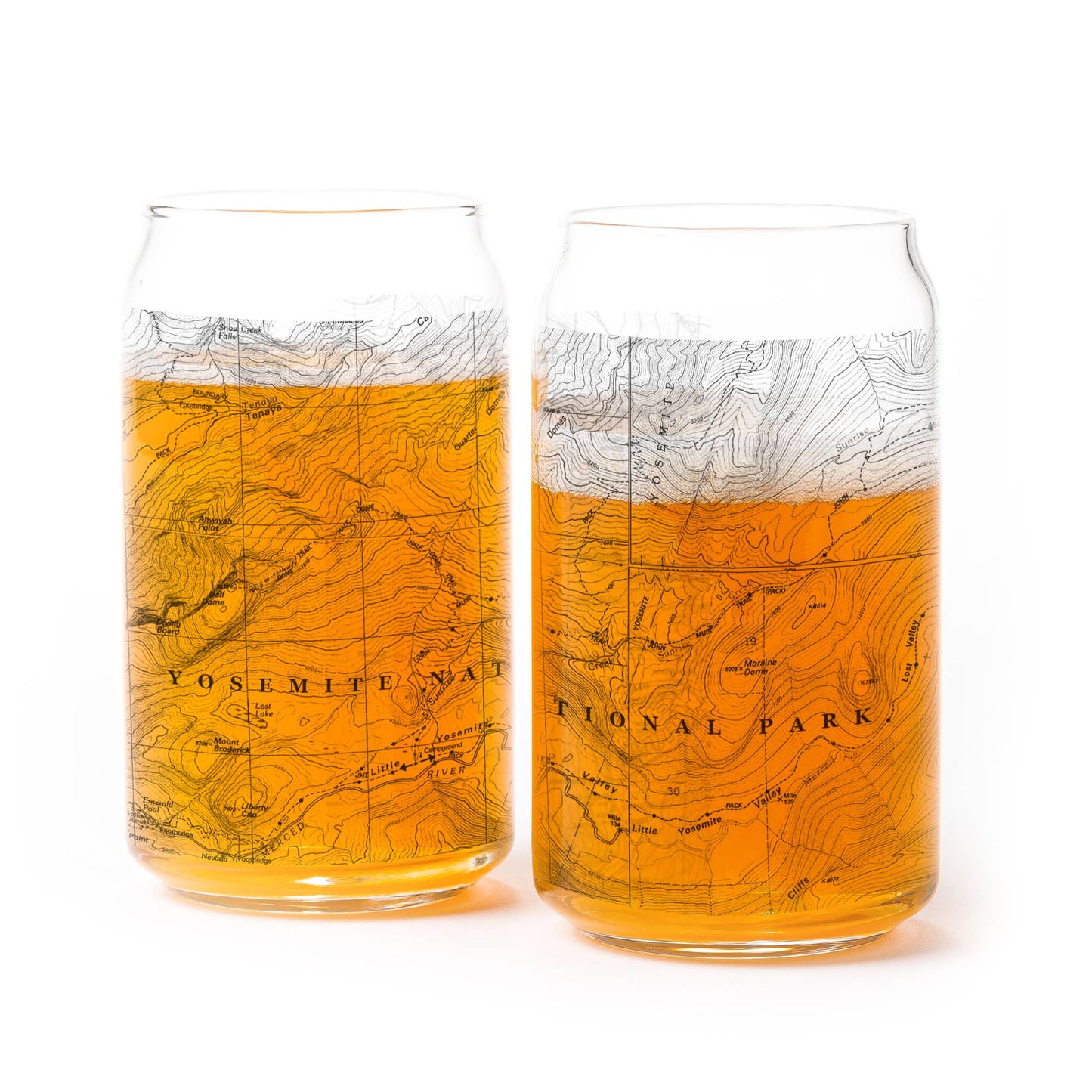 Yosemite National Park Topographic Map Can Shaped Glasses