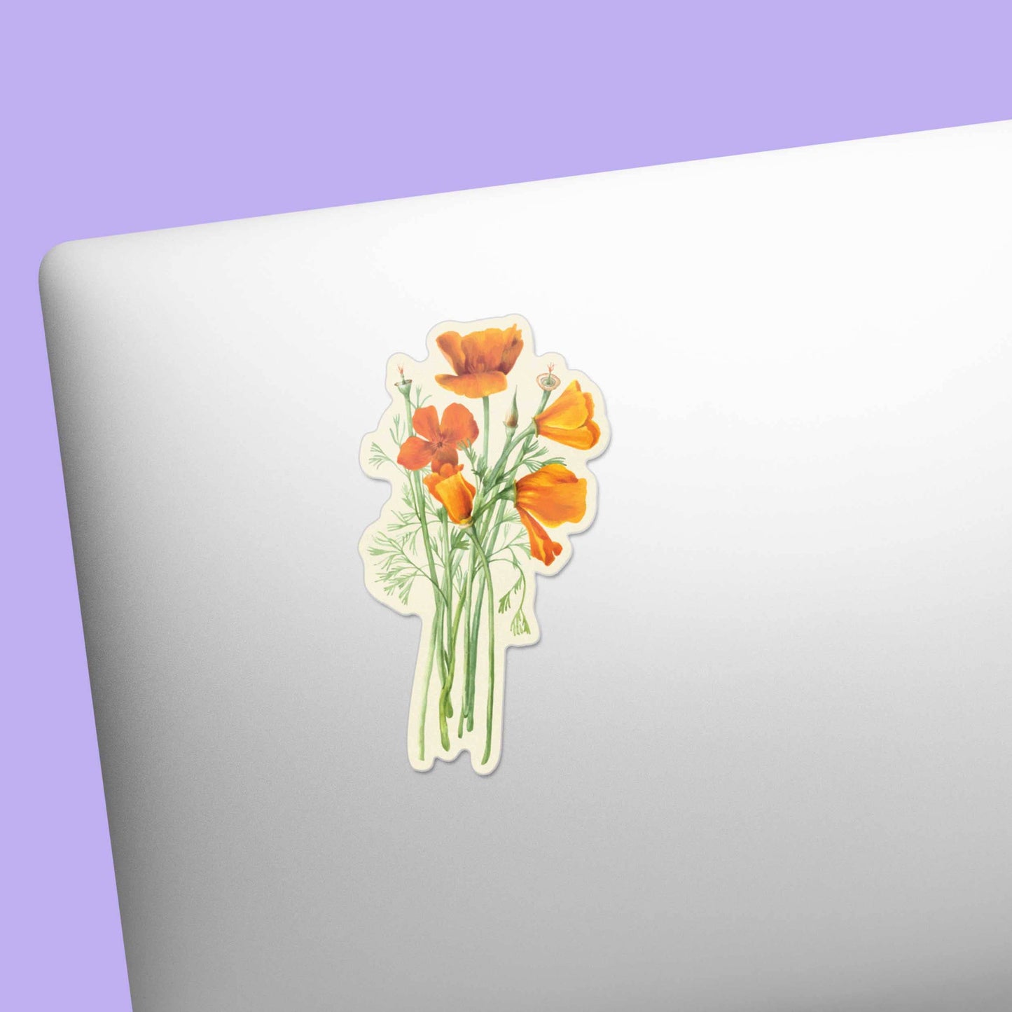 Mini California Poppy Sticker - Cute Nature Decal for Spring