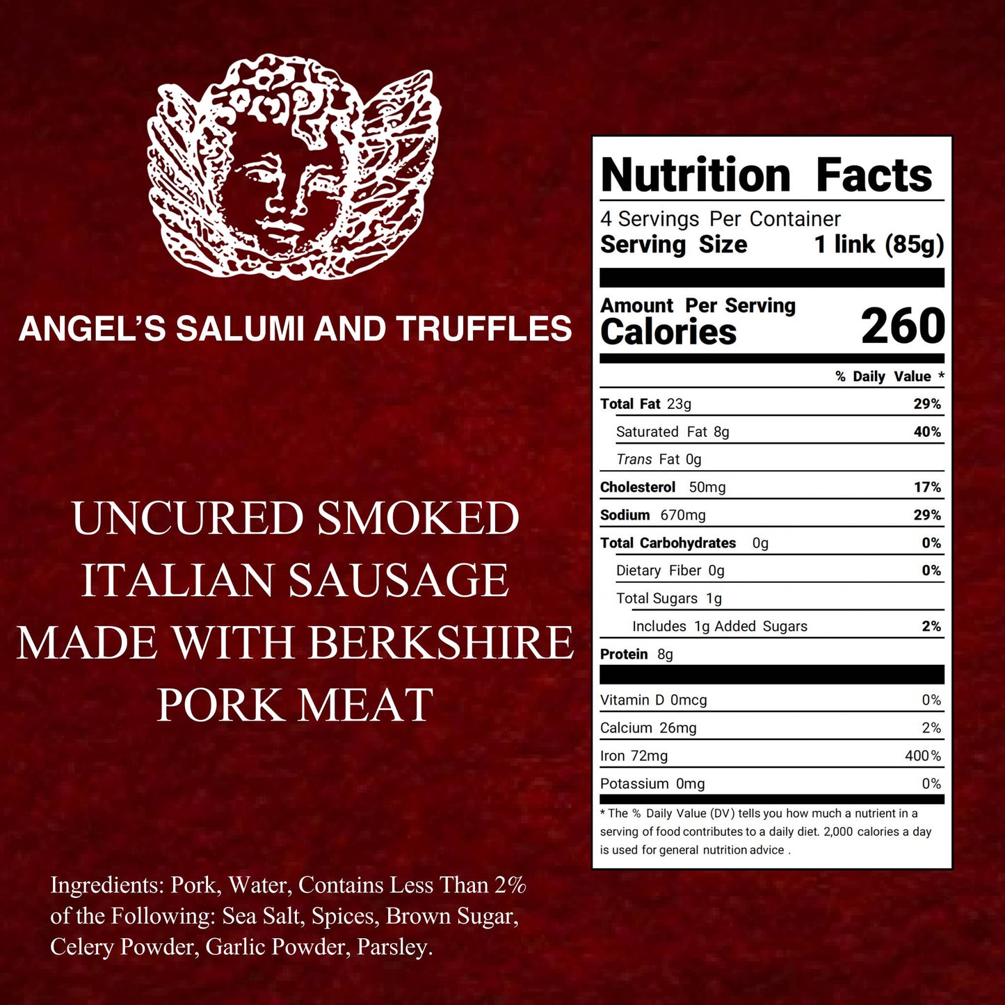 Italian Uncured Smoked Bratwurst (12oz) - FROZEN
