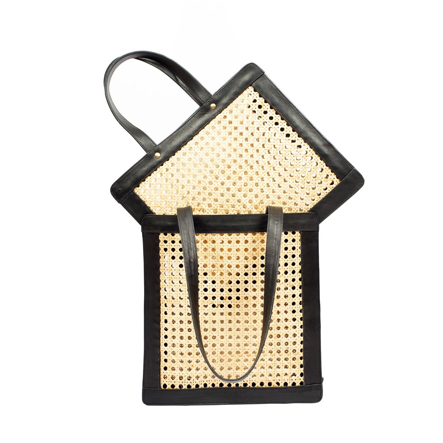 Rattan Leather Tote Bag