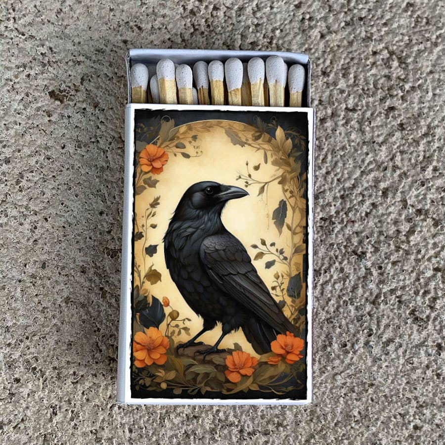 Raven Matchbox • Decorative Matches • Candle Acc