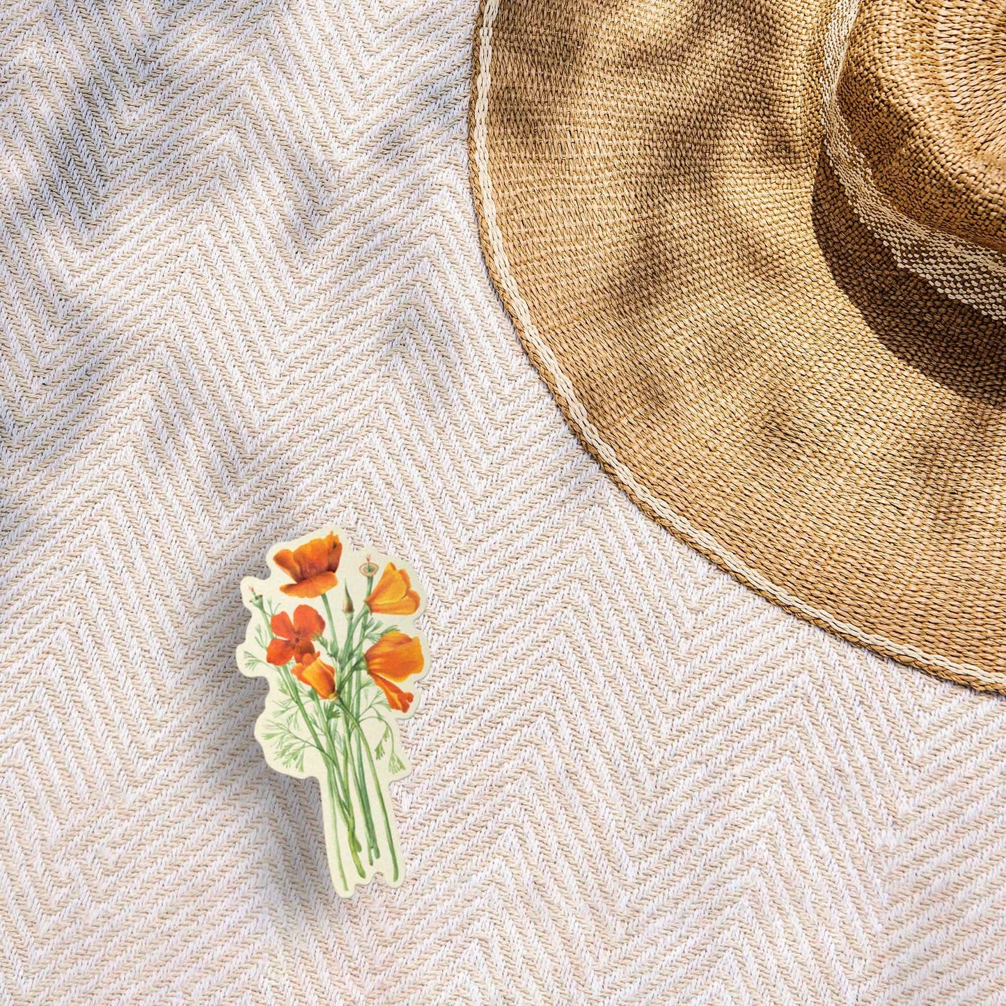 Mini California Poppy Sticker - Cute Nature Decal for Spring