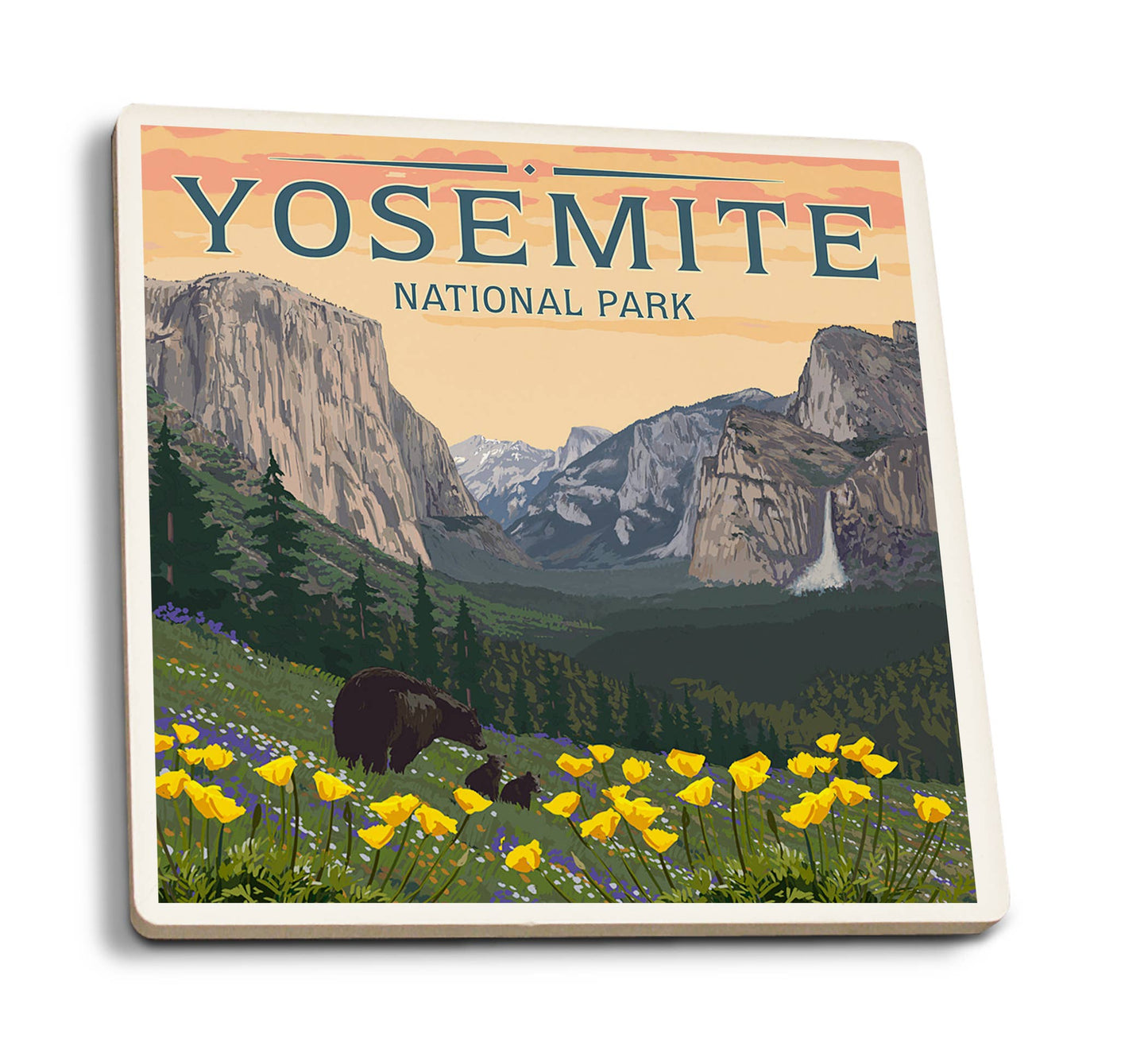 Ceramic Coaster Yosemite National Park, California, Bears