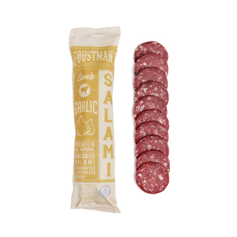 LAMB GARLIC | FOUSTMAN'S ALL-NATURAL UNCURED SALAMI - 8oz