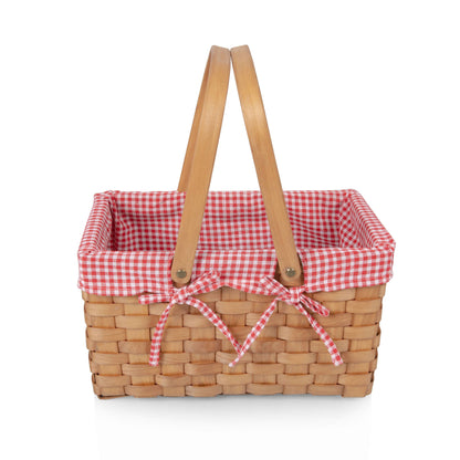 Farmhouse Basket - Red and White Gingham Empty Basket: Red & White Gingham