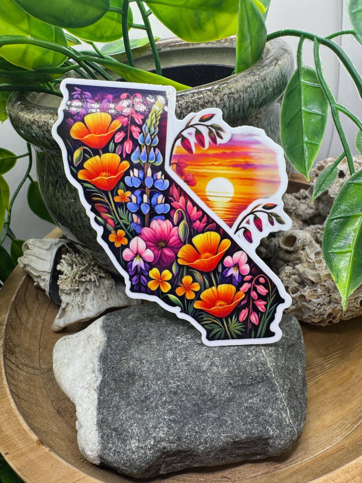 California Wildflower Glossy Vinyl Sunset Sticker
