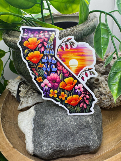 California Wildflower Glossy Vinyl Sunset Sticker