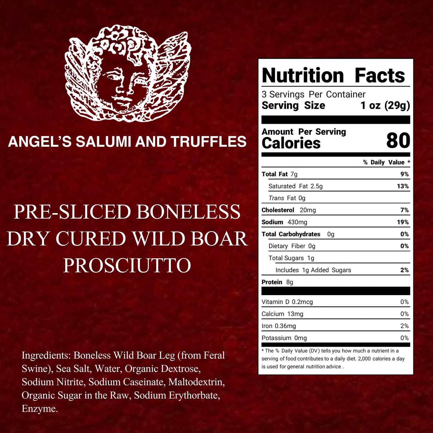 Pre-Sliced Wild Boar Prosciutto (3oz)