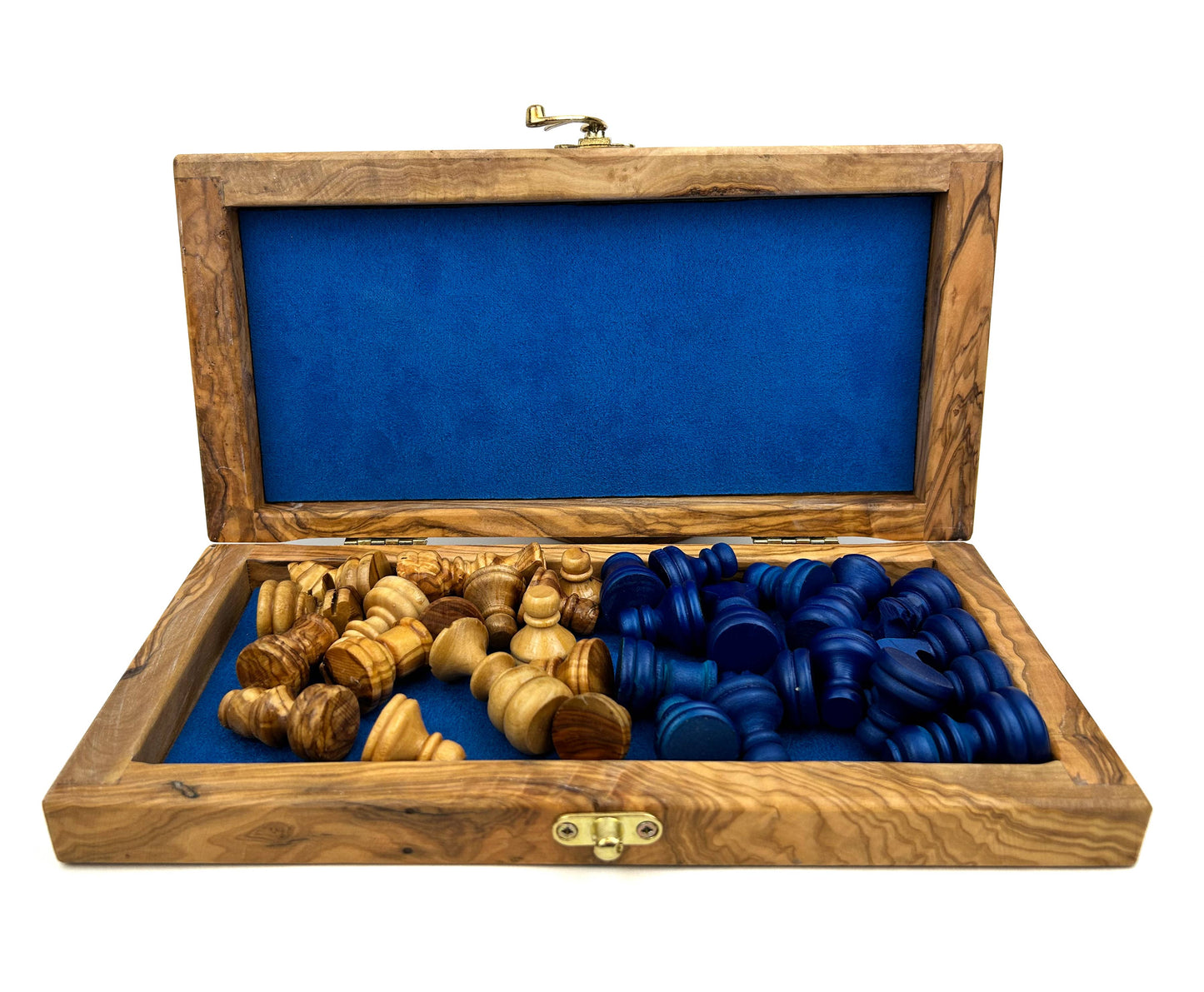 Olive Wood and Resin Folding Chess Set: Black