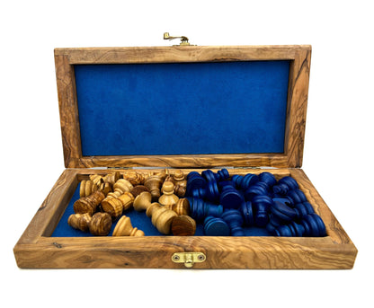Olive Wood and Resin Folding Chess Set: Black