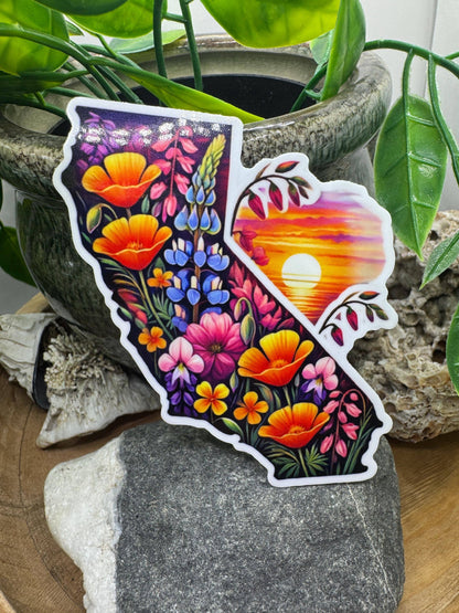 California Wildflower Glossy Vinyl Sunset Sticker