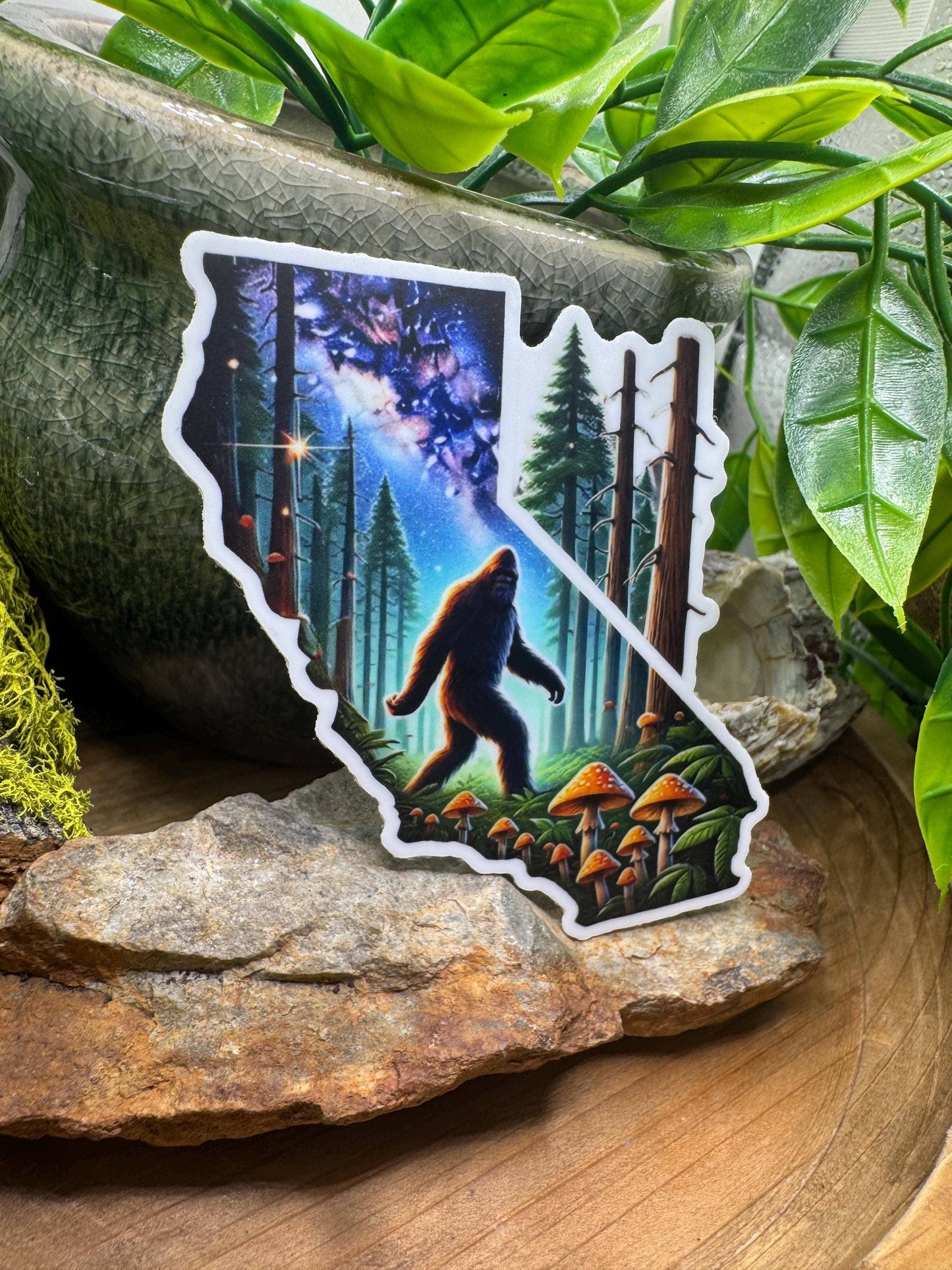 California Bigfoot Galaxy Forest Vinyl Waterproof Sticker