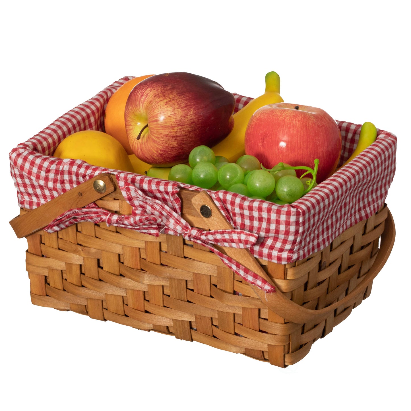 Double Handle Woodchip Basket with Liner: White / Medium