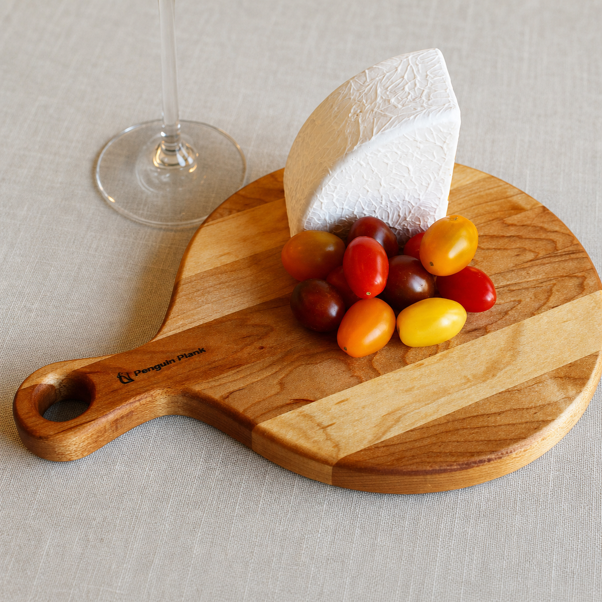 Personal Hardwood Cheese Board with Handle – 11" × 8": Hickory