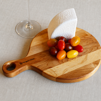 Personal Hardwood Cheese Board with Handle – 11" × 8": Hickory