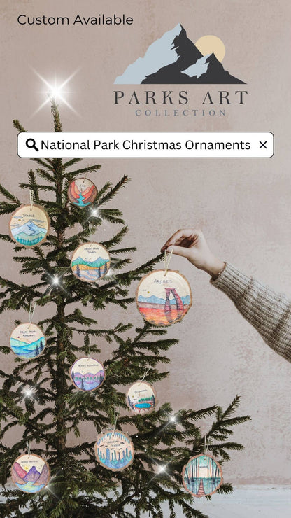 Hand Drawn Yosemite National Park Christmas Ornament Pine