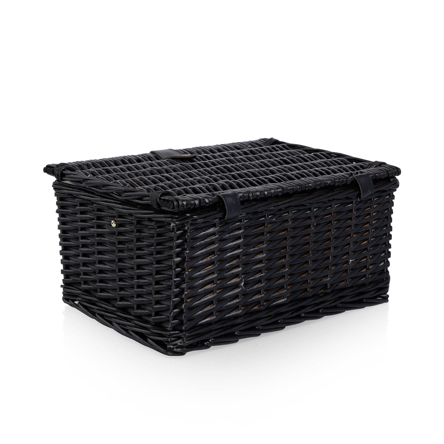 Picnic Basket Set for 2, Black Willow with Beige Accents