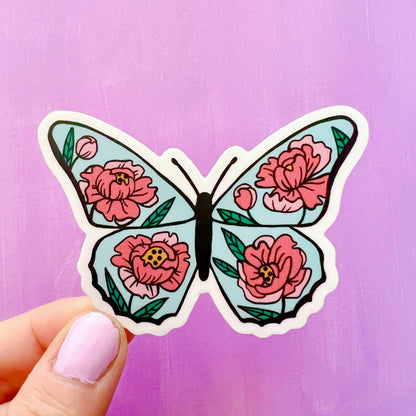 Peony Butterfly Sticker