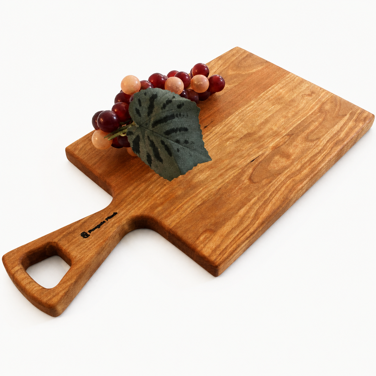 Handmade Hardwood Cheese & Serving Board with Handle – 16" ×: Cherry