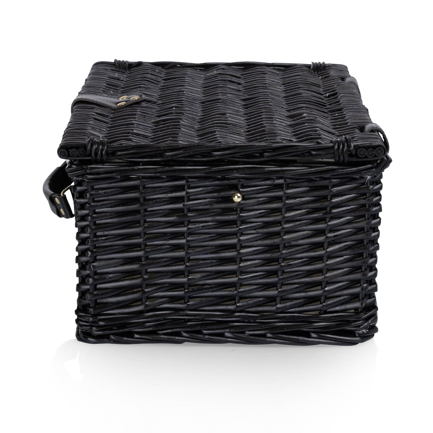 Picnic Basket Set for 2, Black Willow with Beige Accents