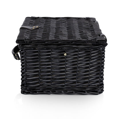 Picnic Basket Set for 2, Black Willow with Beige Accents